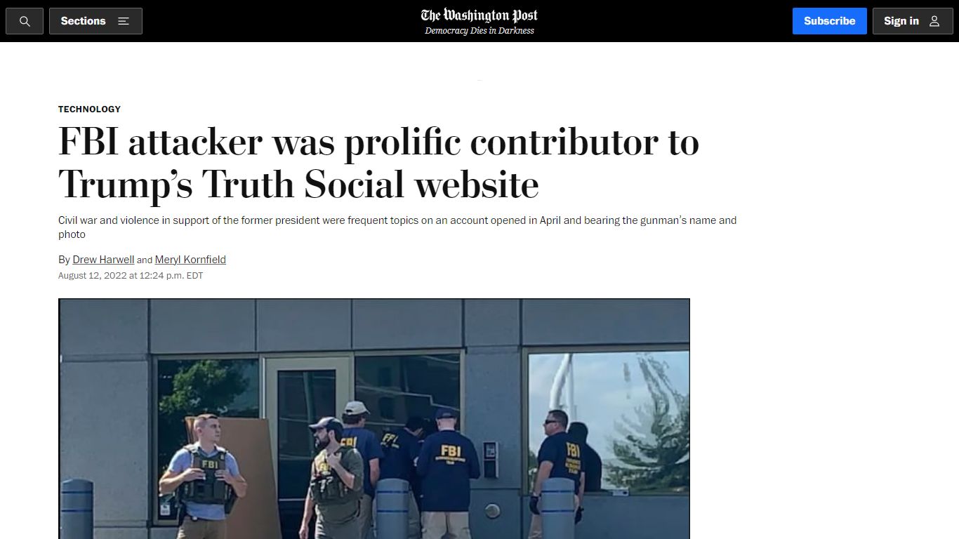 FBI attacker was prolific poster on Trump's Truth Social - The ...